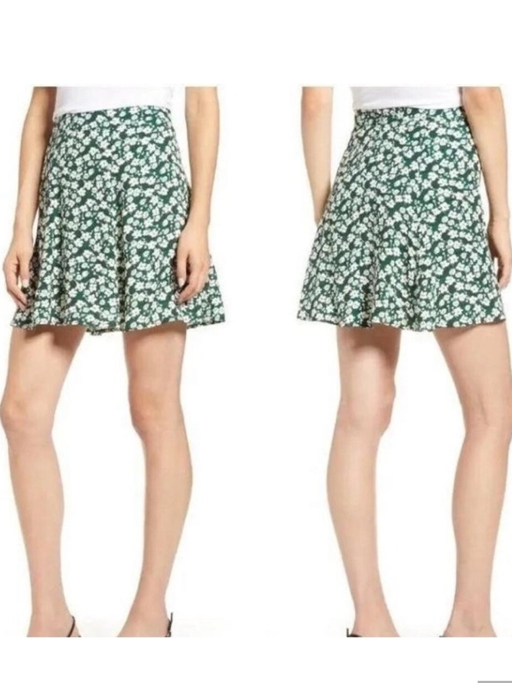 Reformation Flounce Mini Skirt in "Midori" Green and White Floral Size 2